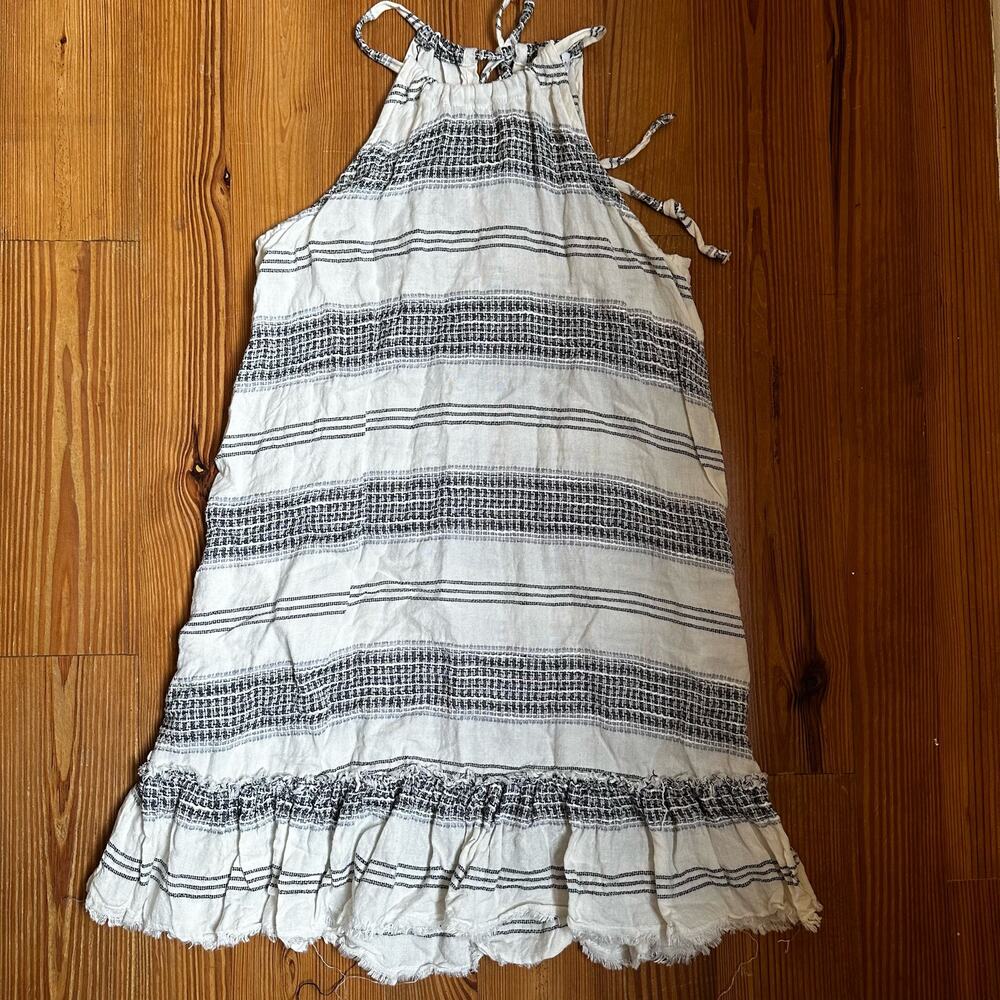 Bella Dahl white black striped linen tank dress SIZE M